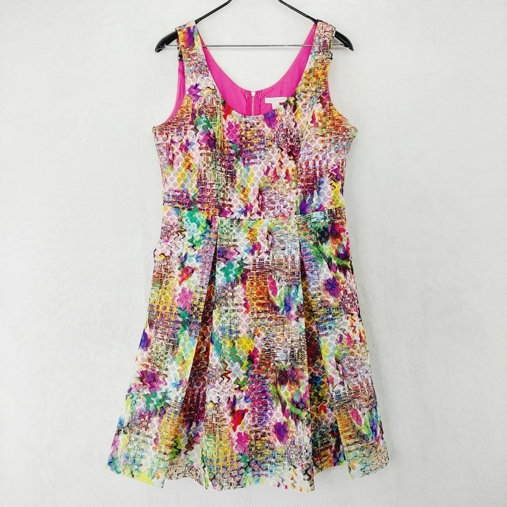 New York and Company Pink Colorful Sleeveless Party Cocktail Midi Dress P2697
